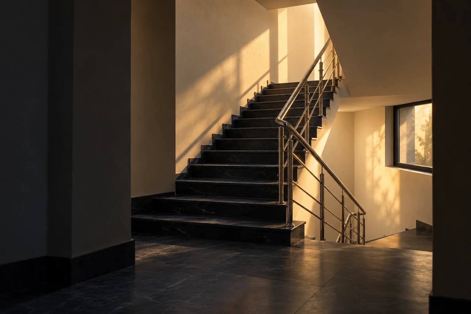 A light study of Monarch One’s staircase